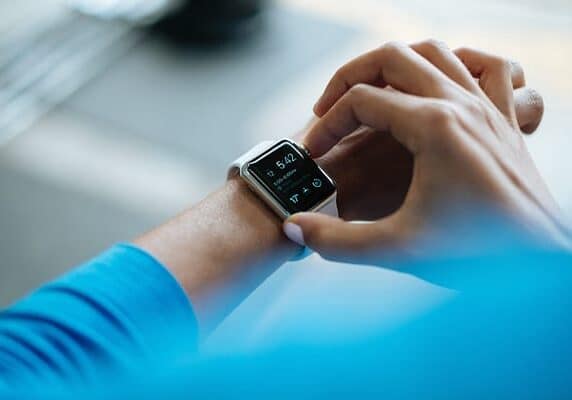 Person looking at Apple Watch display